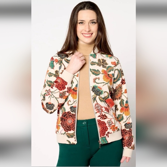 Susan Graver Jackets & Blazers - Susan Graver Floral Full Zip Up Bomber Jacket Women's Size L.New No Tag.